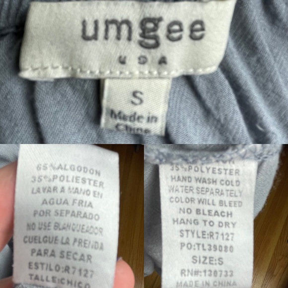 Umgee Womens Bohemian Blue/Gray Floral Embroidery Flowy Bell Sleeve Sz Small - Picture 15 of 15